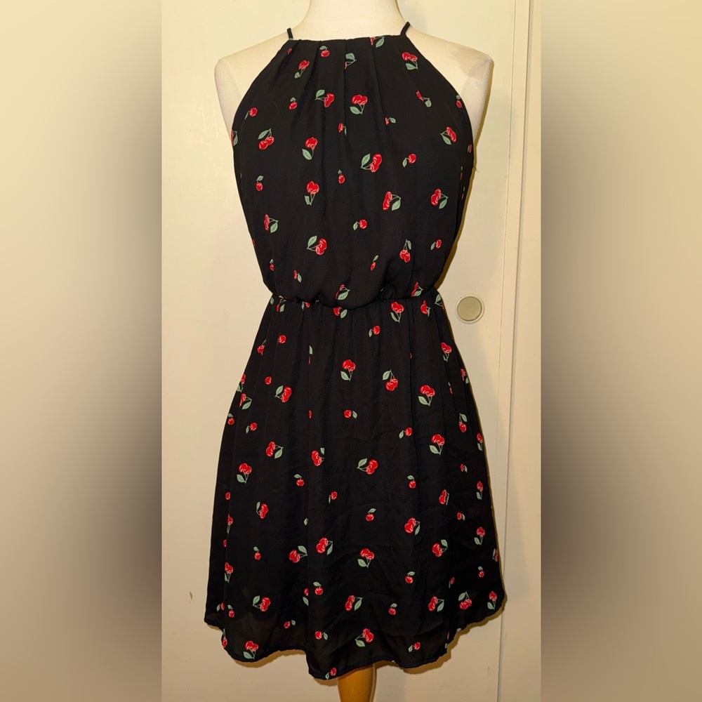 Klaxons Black Cherry Print Mini Dress sm